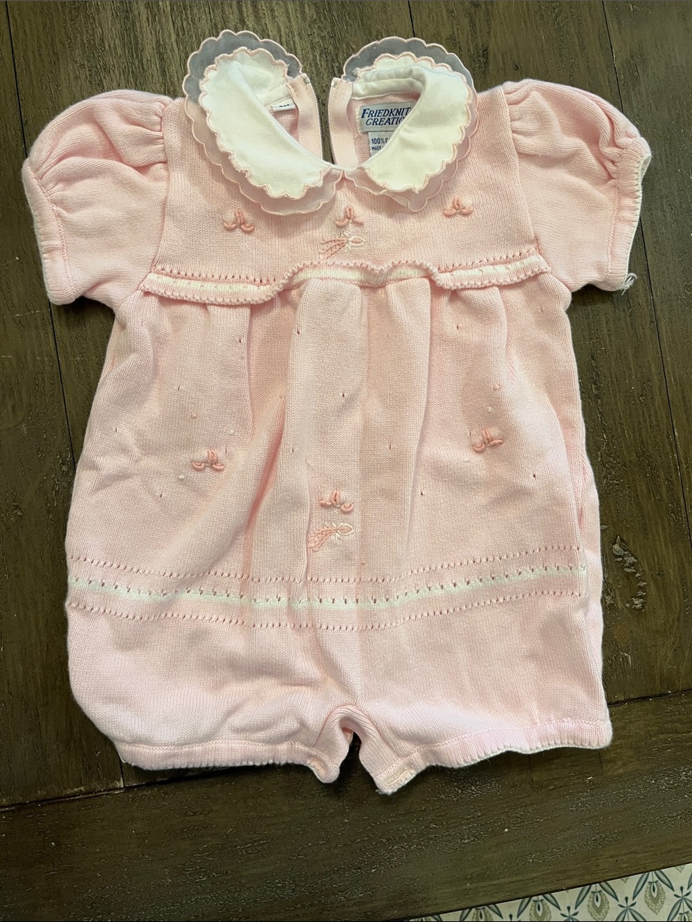 3 month Friedknit Creations Pink Knit Baby One-Piece Footie
